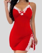 Red Lace-Trim Nightdress