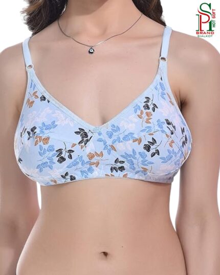 Floral Cotton Bra Light Blue