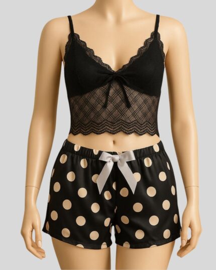 Black Lace 2-Piece Pajama Set